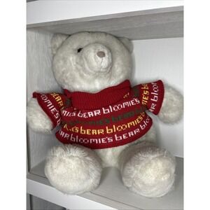 Vtg GUND BLOOMIES Sitting White Teddy Bear 1986 Stuffed Plush with Sweater + TAG